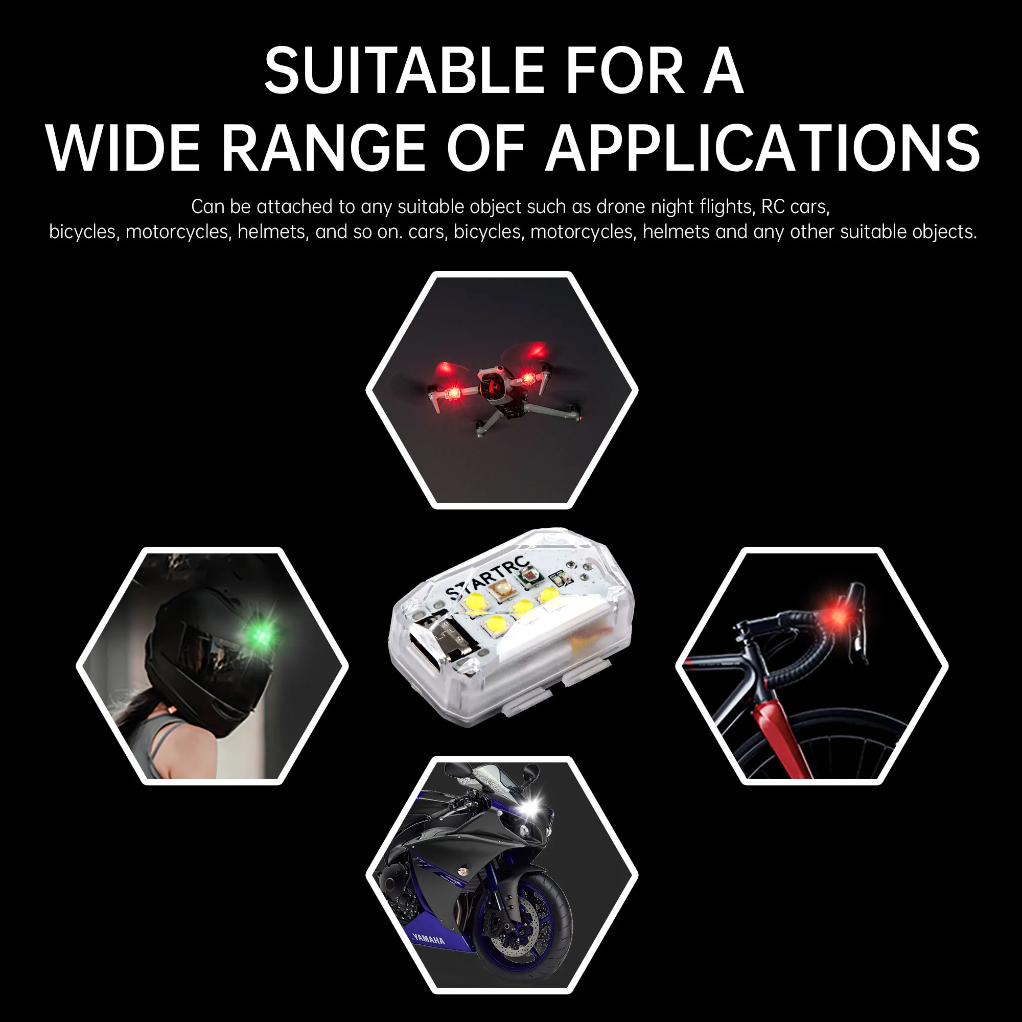 Acheter Feu Stroboscopique STARTRC pour Drone DJI – Signalisation Nocturne Ultra-Légère, visible sur un drone DJI Mini 4 Pro en vol.