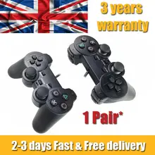 

New 2Pcs For PlayStation 2 PS2 Black Wired Game Controller Gamepad Joypad UK STOCK*