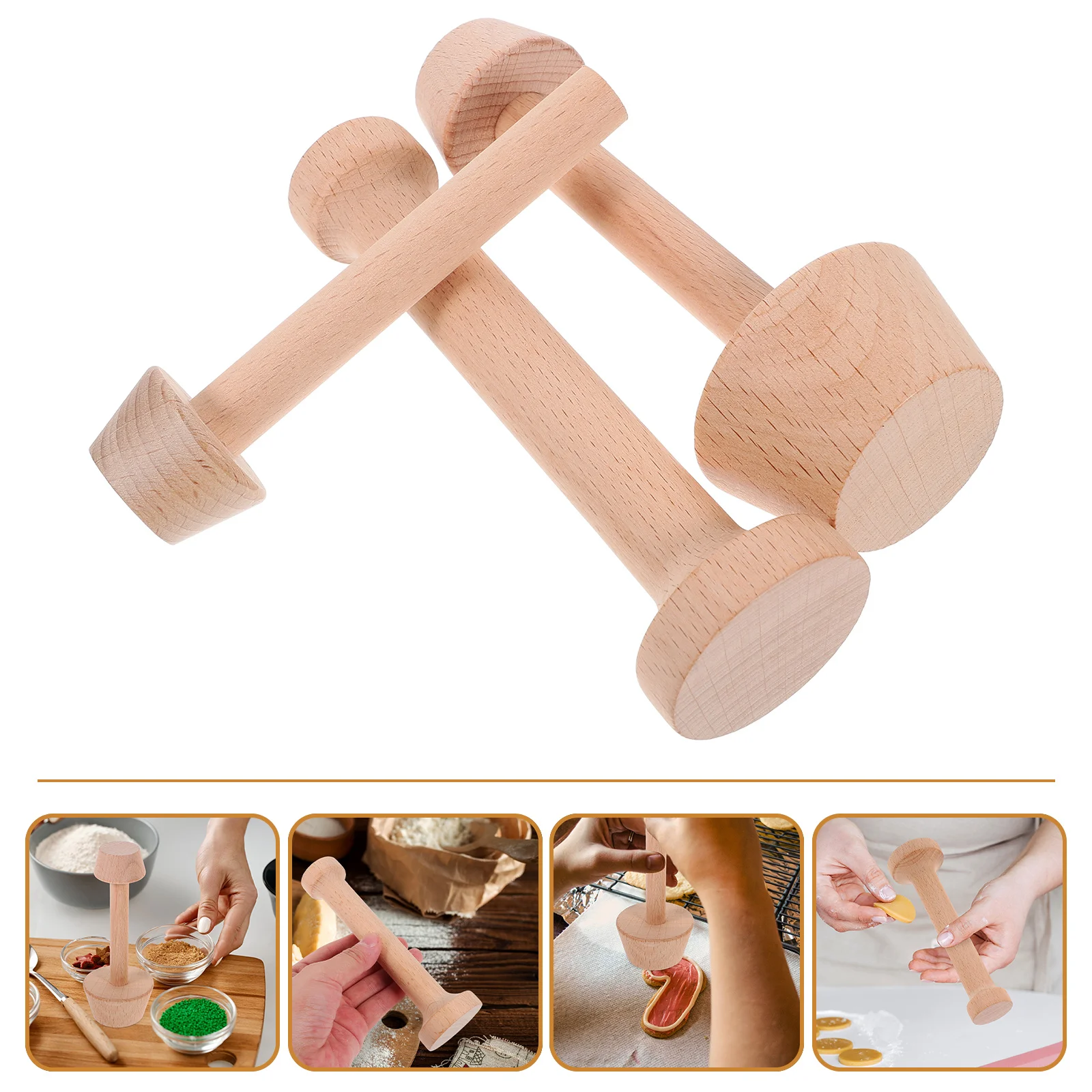 

3 Pcs Wooden Egg Tart Mold Pasties Tools Small Molds for Baking Tampers Pastries Pusher Cake Press