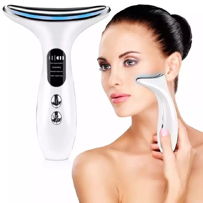 

EMS Microcurrent Face Neck Beauty Device LED Photon Firming Rejuvenating Anti Wrinkle Thin Double Chin Skin Care Facial Massage