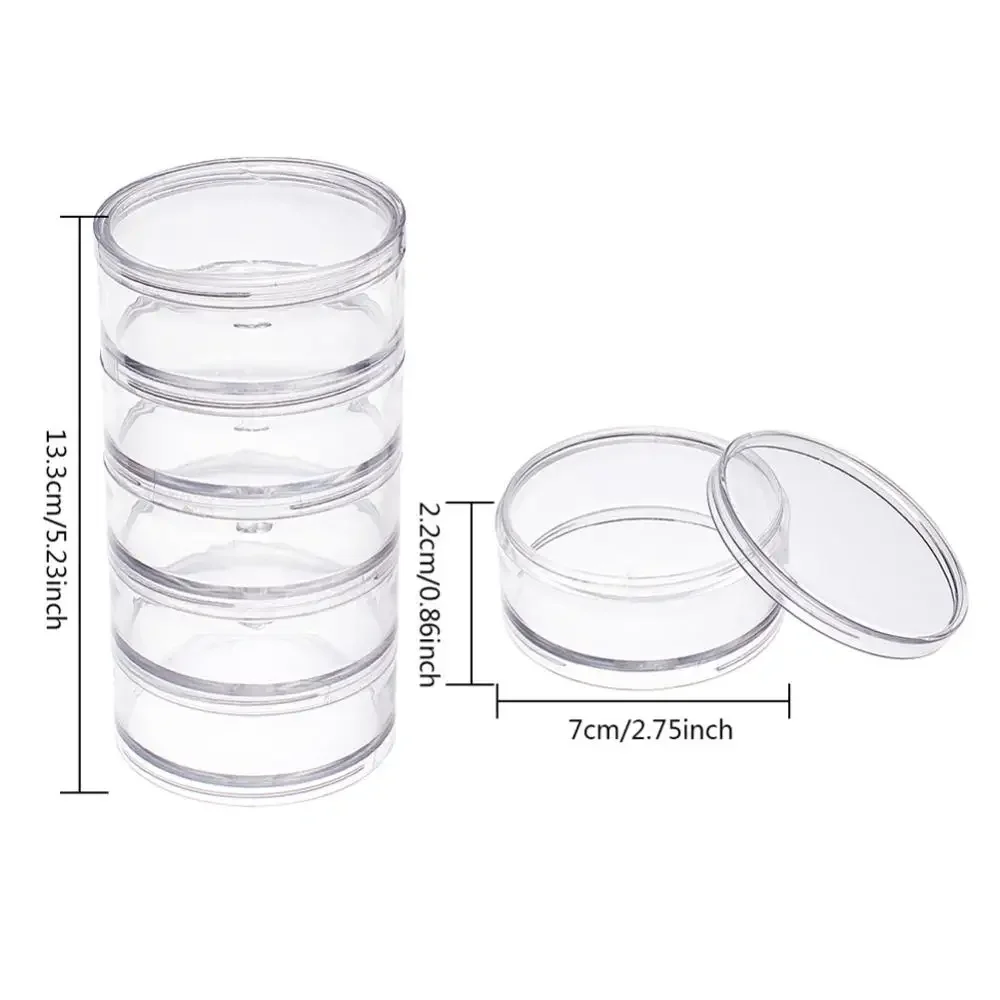 5 Layer Cylinder Transparent Empty Plastic Box 4pcs Jewelry Beads Storage Container Handmade Crafts DIY Parts Display Case