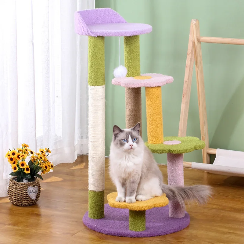 

Flower Cat Climbing Frame Three-layer Cat Litter One Cat Shelf Cat Toys Cat Scratching Post Pet Supplies
