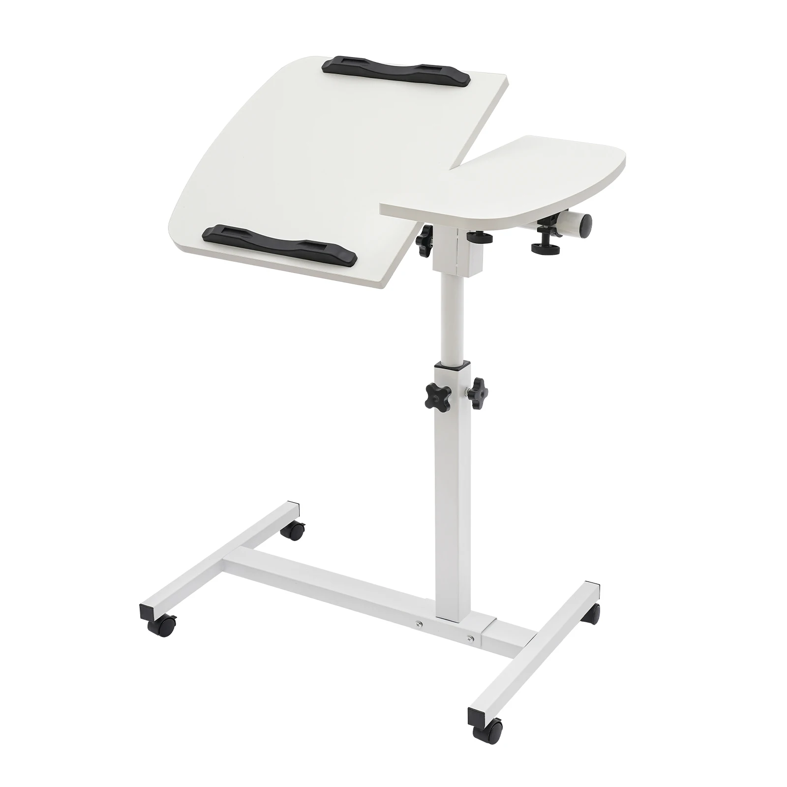 360° Adjustable Laptop Desk Stand Table Stand  Rolling Laptop Table with 4 Wheels White 4