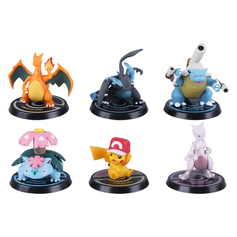 

6Pcs/Lot Pokemon Pikachu Lovely Anime Figure Mewtwo Charizard Blastoise Cute Collectible Doll Toy Pvc GK Model Kids Xmas Gifts