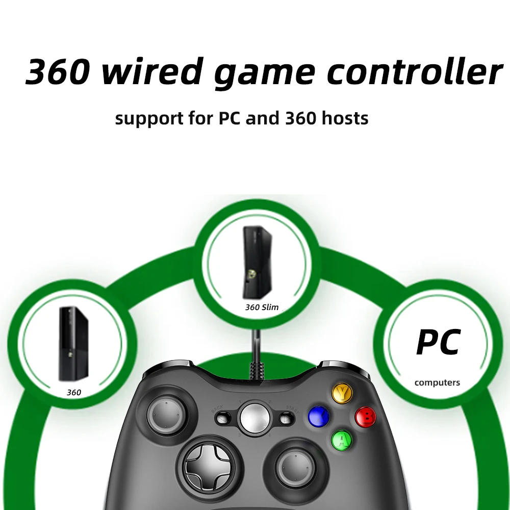 Wired Gaming Controller with Built-in Motor and Color Options