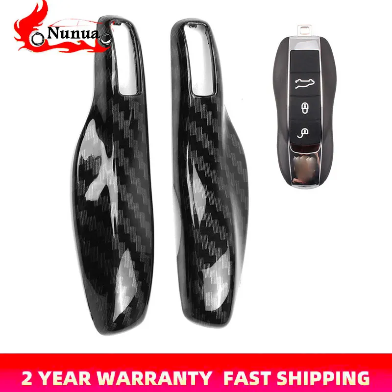 1 Pair Car Remote Key Case Cover Shell Carbon Fiber Chrome Color For Porsche Cayenne Macan 911 Boxster Cayman Panamera