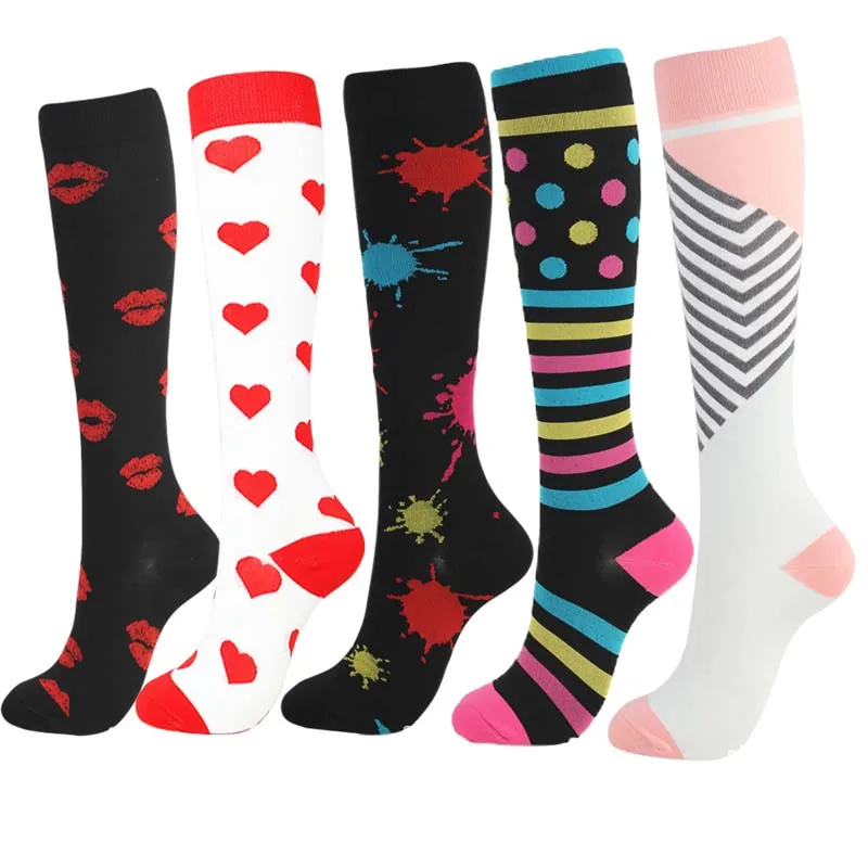 Fashion Men Compression Socks Fit Varicose Veins Socks Men Women Outdoor Knee High Nurse Unisex Sport Player Socks men women sport pressure socks 6 pairs per set compression stockings outdoor sport sock for female male adult