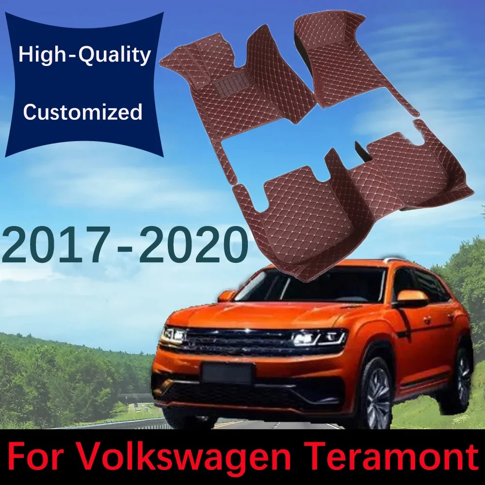 

Custom Leather Fashion Car Floor Mats For VW Volkswagen Teramont 2017 2018 2019 2020 5 Seats Automobile Carpet Rugs Foot Pads