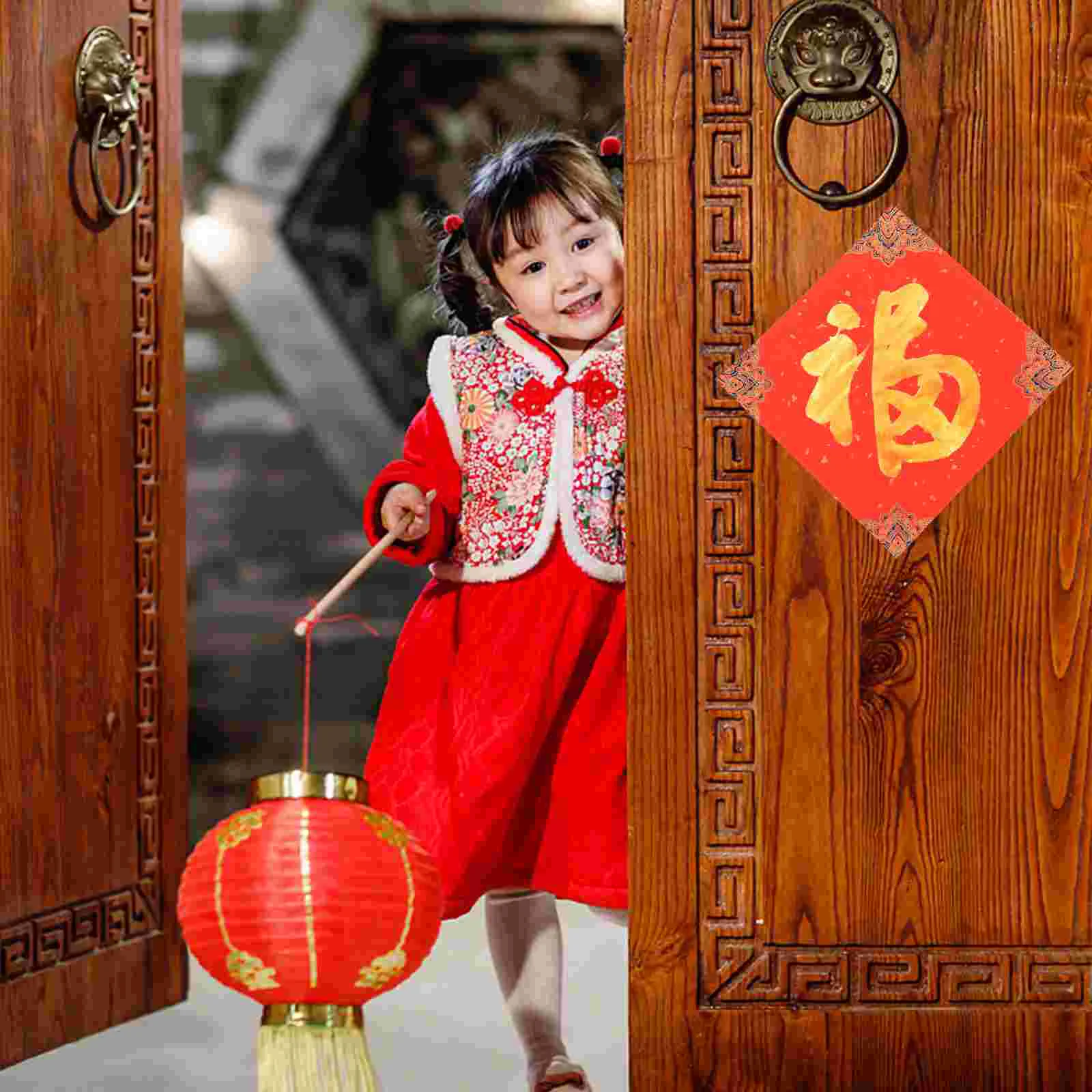 

20 Pcs Chinese Spring Festival Paper Red Rice Blank Fu Character Writing Party Supplies Xuan Duilian Cut Scroll