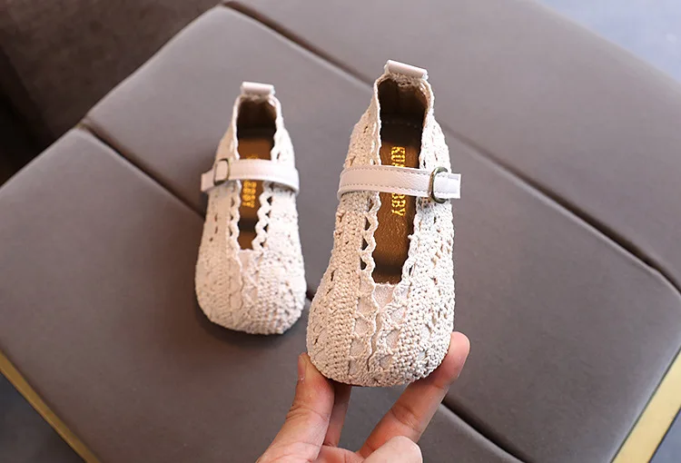 girls leather shoes Baby Shoes 2022 Spring Summer New Knitted Lace Fabric Breathable Girls Princess Shoes Non-slip Soft Baby Toddler Shoes F02084 child shoes girl