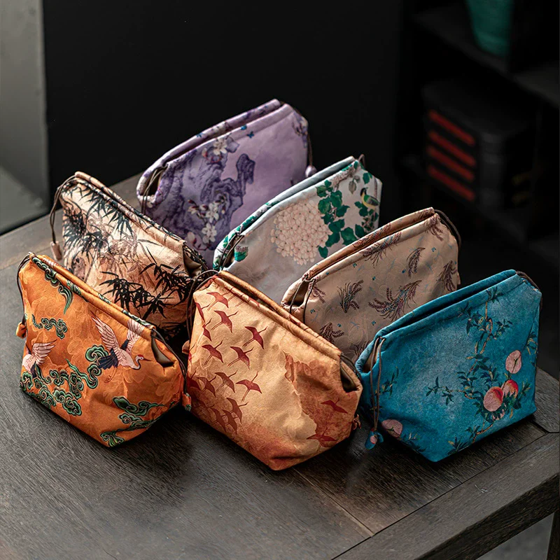 Chinese Style Tea Set Bag Teapot & Kettle Storage Bag Portable Outdoor Tea Set Bag Multi-functional Tea Accessories Bag