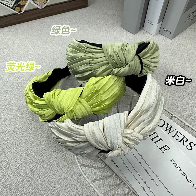 

Fabric Pleated Headband Female Sweet Middle Knot Headband Hair Accessory Hair Bundle Vintage Autumn Winter Everything Hair Clip