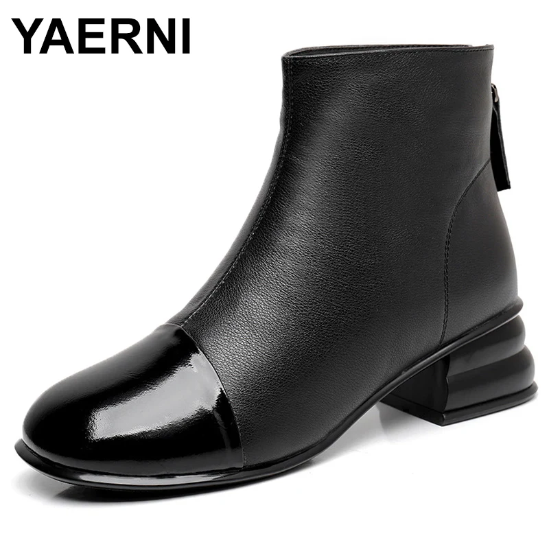 

Luxury Brand Knee High Boots For Women Genuine Leather Chunky Heel Long Modern Boots High Heel Dress Shoes Runway Botas Mujer