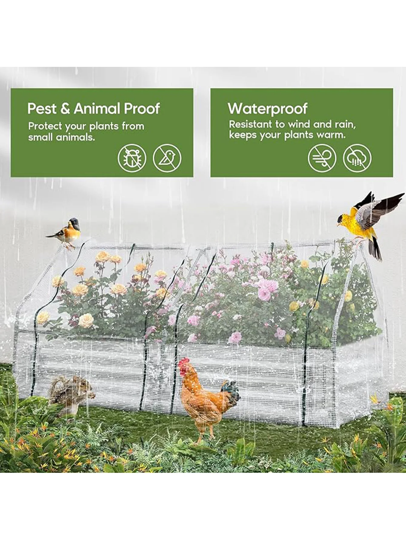 6 X 3 X 1 FT Galvanized Raised Garden Bed Covered Outdoor Metal Planter Box Greenhouse Kit 2 Roll-Up Doors