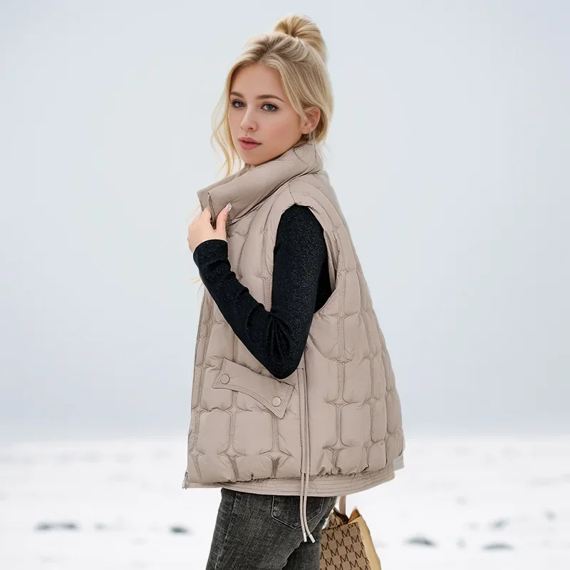 Autumn Cotton-padded Women's Jacket Short Cropped Puffer Jacket Loose-fit Down Vest Korean Style For Students Winter
