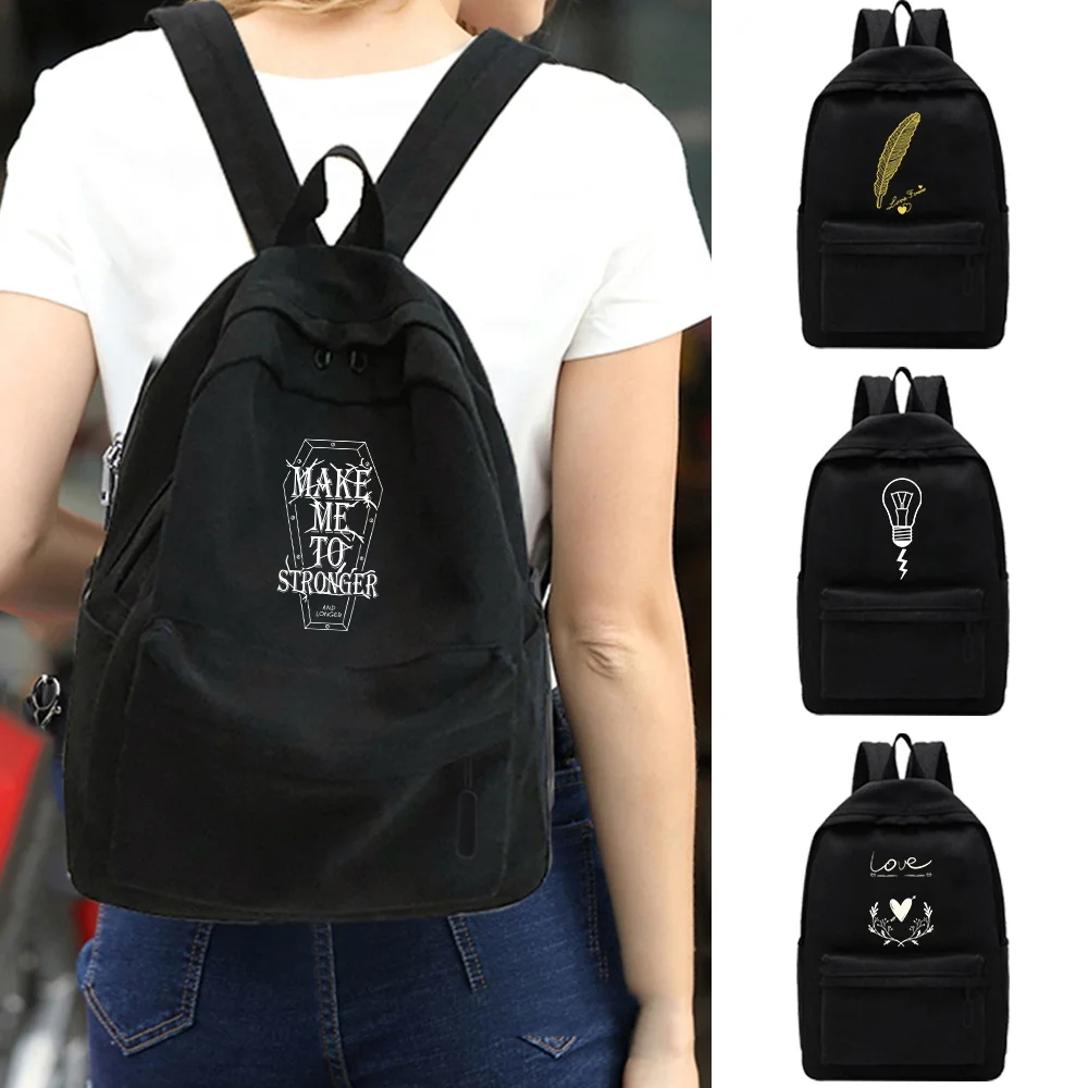 Women's Backpack White Picture Female Multi-pocket Casual Woman Travel Bag High Quality Schoolbag for Teenage Girl Book Knapsack new high quality nylon women backpack female multi pocket travel rucksack student school bags for teenage girls boys 3 styles