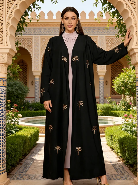 Kimono Abaya Robe Islamique Ouverte de Luxe pour Femme, Kaftan Musulman de Dubaï, Jalabiya Arabe, Vêtements de Prière pour le Ramadan et l'Aïd au Maroc