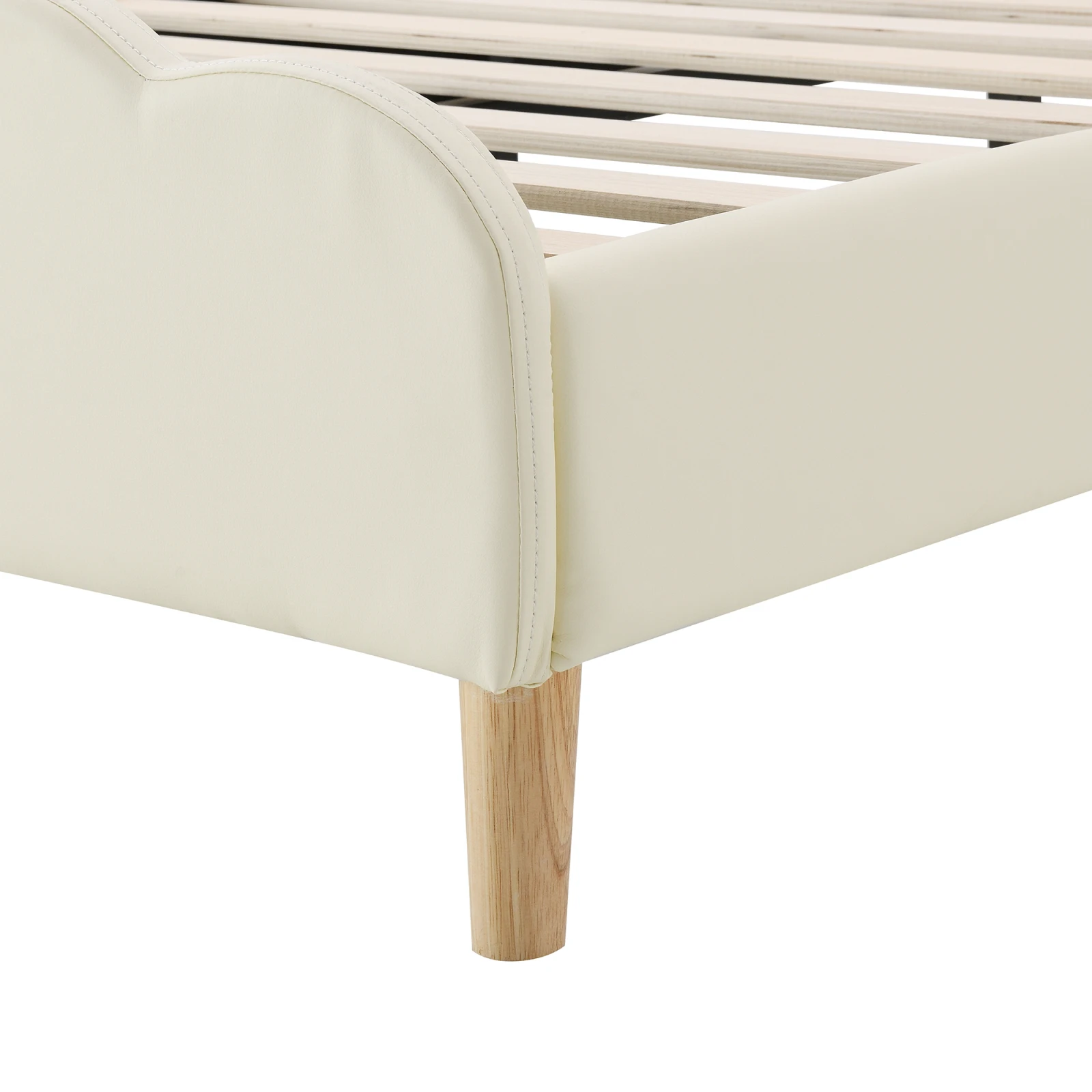 Rosahqnda 90*200cm Kinderbett mit LED-Einzelbettgestell Mädchenbett Polsterbett Jugendbett mit Wellenkopfteil PU weiß – Detail 16
