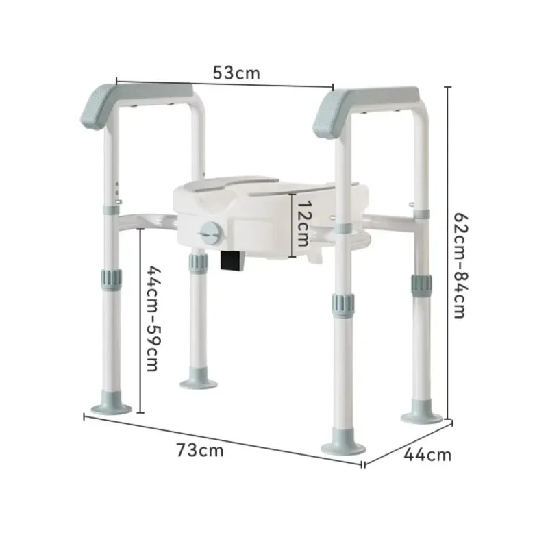Disabled Toilet Booster Elderly Household Chair Cushion Assist Frame, Disability Aids Mobile Toilet Seat Heightener Armrest Rack 6