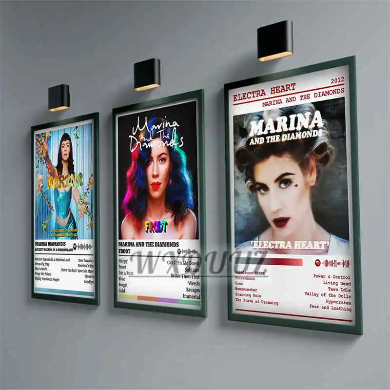 

Поп, рэп Обложка альбома для музыки Марина диамандис плакат эстетический Рэпер Хип-Хоп рок Электрический Сердце Canva печать настенное Искусство Декор комнаты