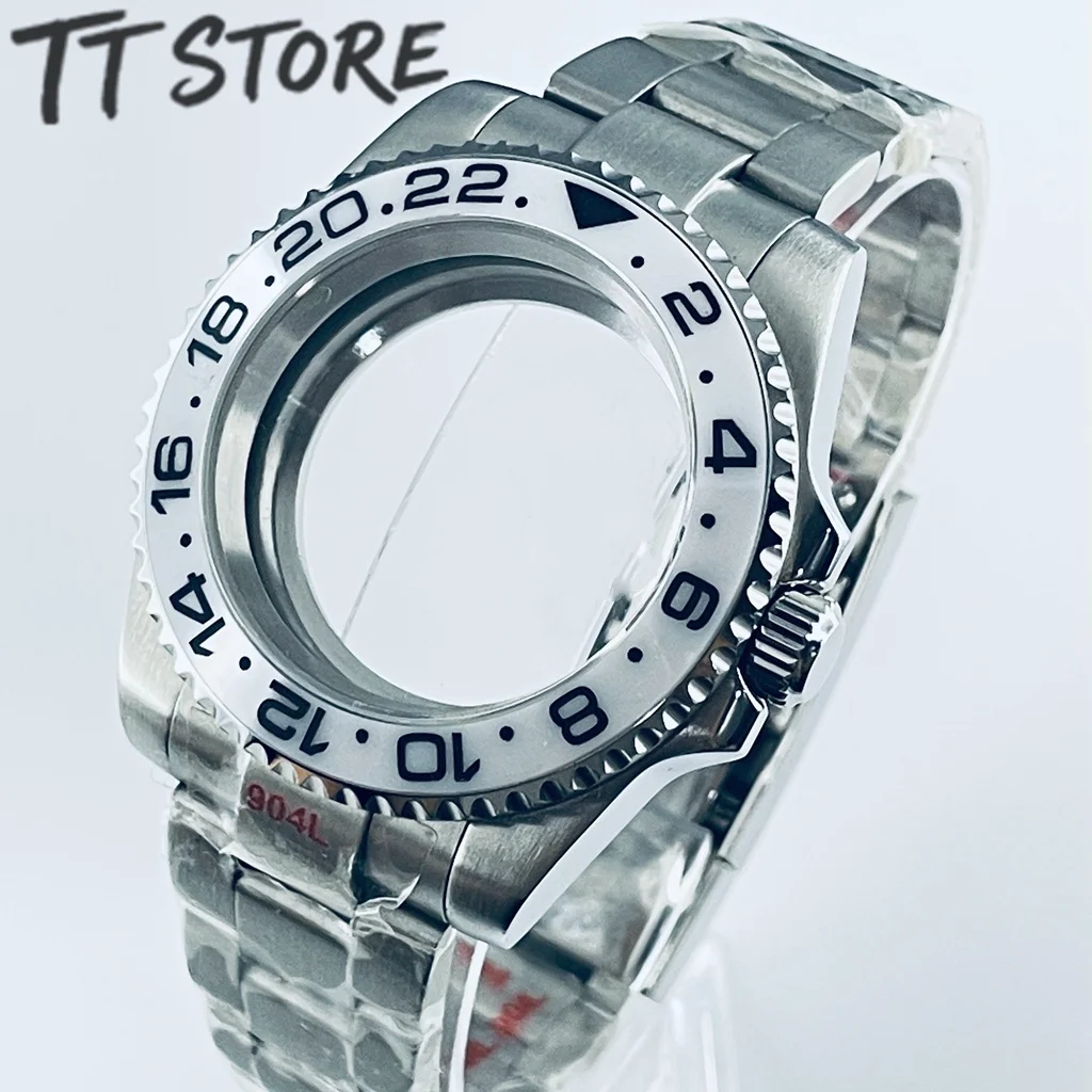 Silver 40mm Watch with Ceramic Bezel and Sapphire Case