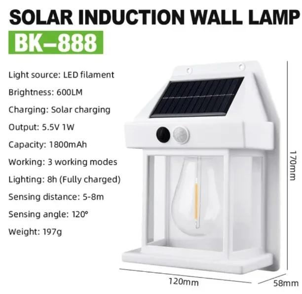 Description Picture 3 of item8 PCS Solar Wall Sconce Outdoor Waterproof Smart Sensor Wireless Dusk to Dawn Porch Light Night Light Patio Garden Decoration