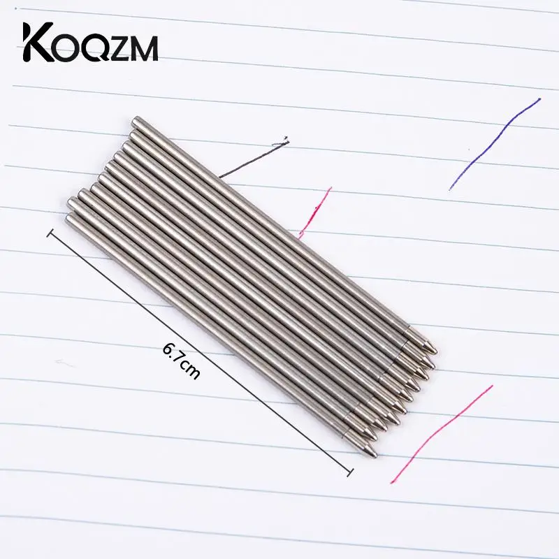 10Pcs 6.7cm Metal Diamond Crystal Pen Special Refill for Ballpoint Pen Rod 0.5mm School Office Supplies