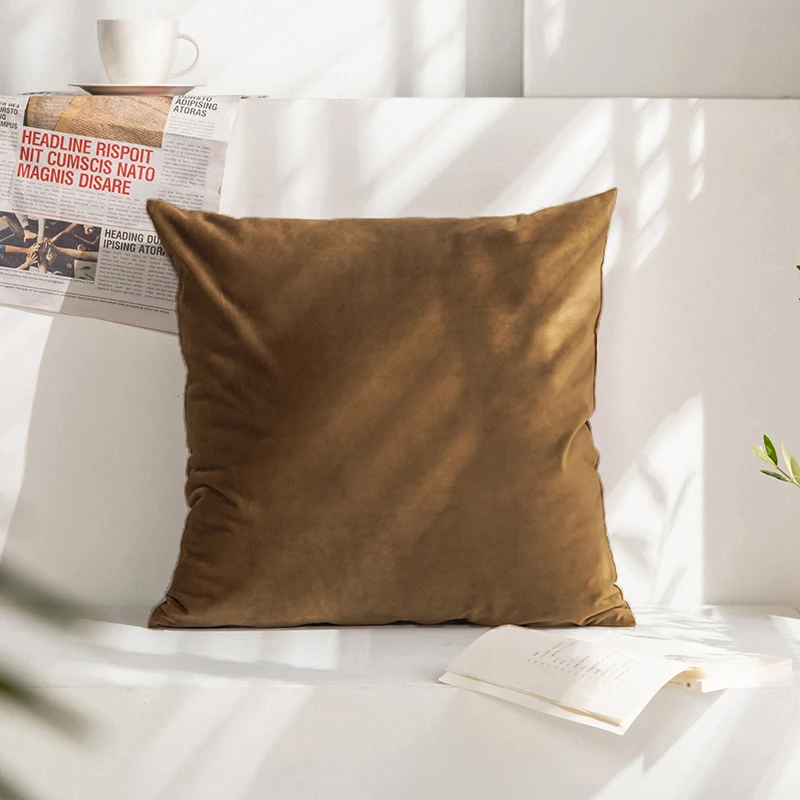 

Dark Brown Velvet Cushion Covers Plaid Pillowcases 45x45 Nordic Home Decor Pillows Cover for Sofa Cushions