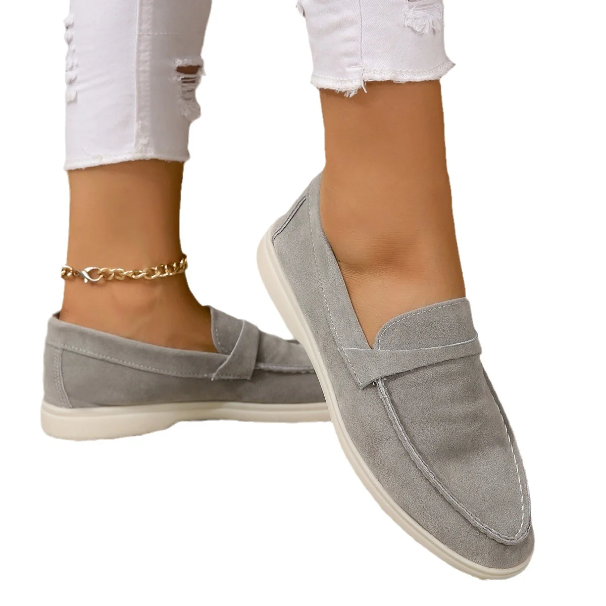 Classic Men Casual Slip-on Loafers Shoes Comfortable Kid Suede Walking Mujer casual shoes casual loafers
