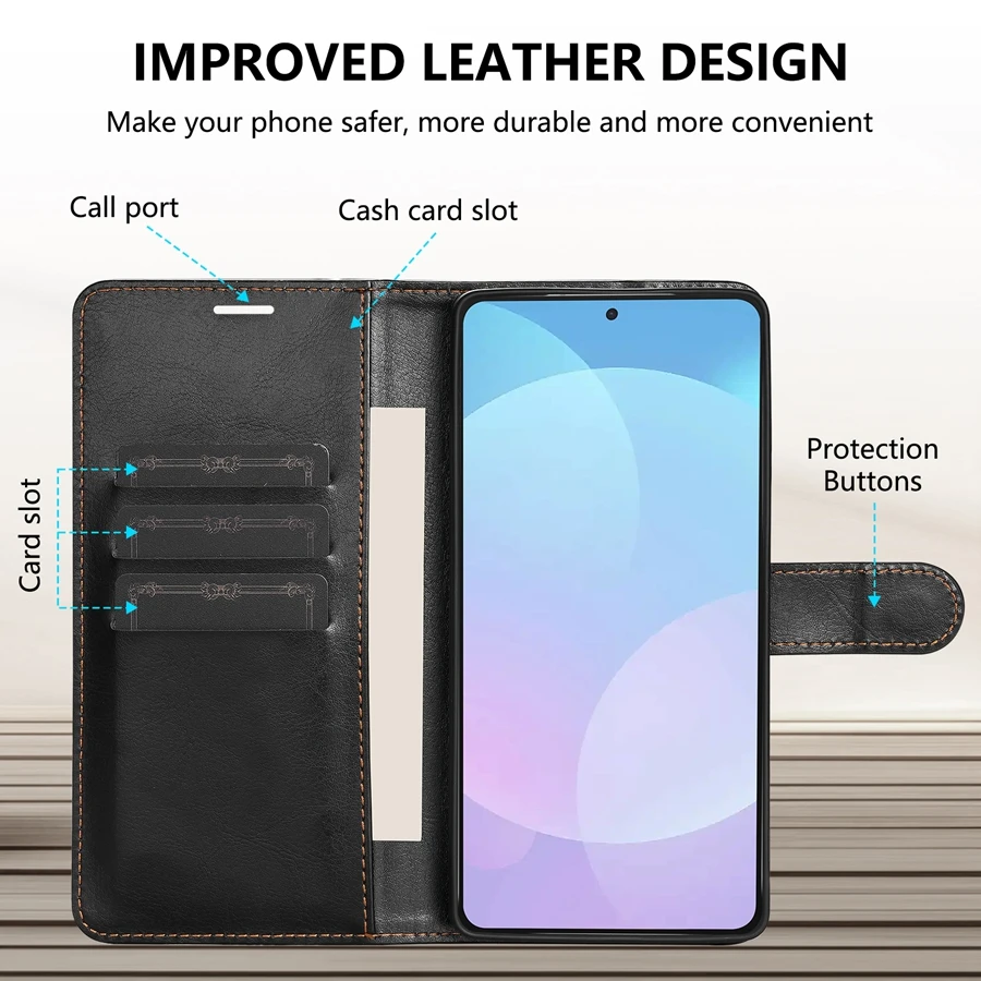 Leather Wallet Magnetic Flip Case with Card Slot