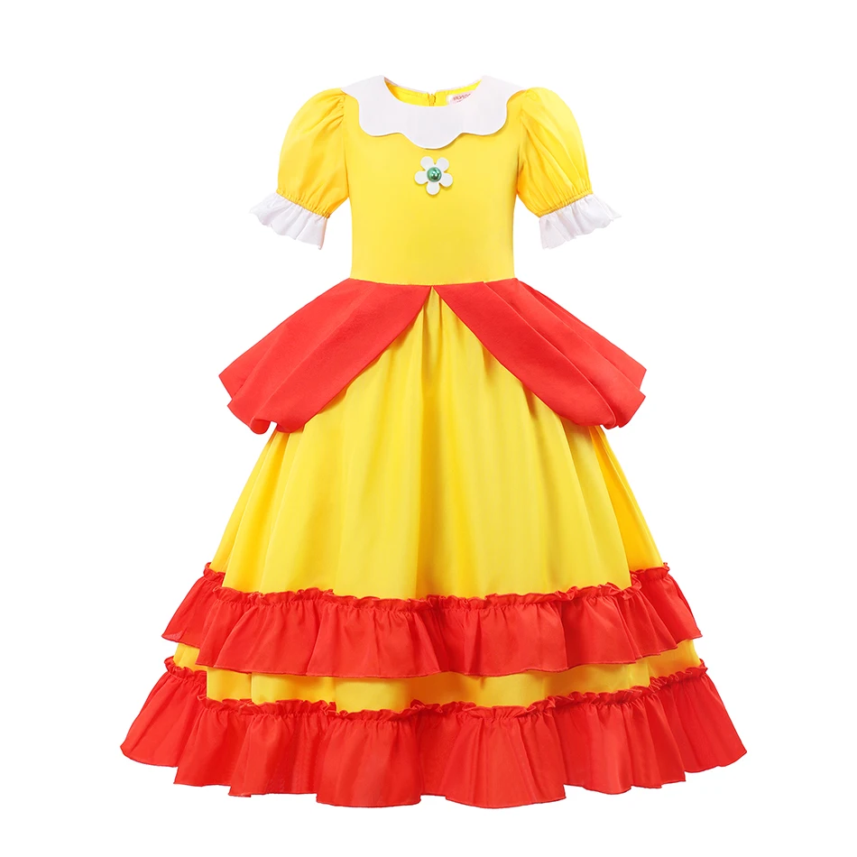 thumbnail image 1 of Disfraz de princesa de melocotón para niños, vestido de actuación de escenario de Margarita y galaxia, traje de fiesta de Halloween de cumpleaños elegante, vestidos de Cosplay, 1 of 5