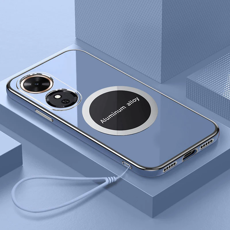 Luxury Magnetic Attraction Square Plating Shockproof Silicone Phone Case
