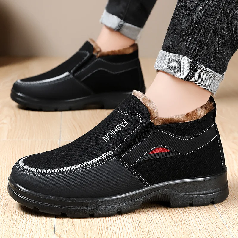 Warm Cotton Shoes for Men Velvet Thick Men's Boots One-step Soft Men's Snow Boots 2024 Winter Male Business Shoes Зимние Ботинки 3