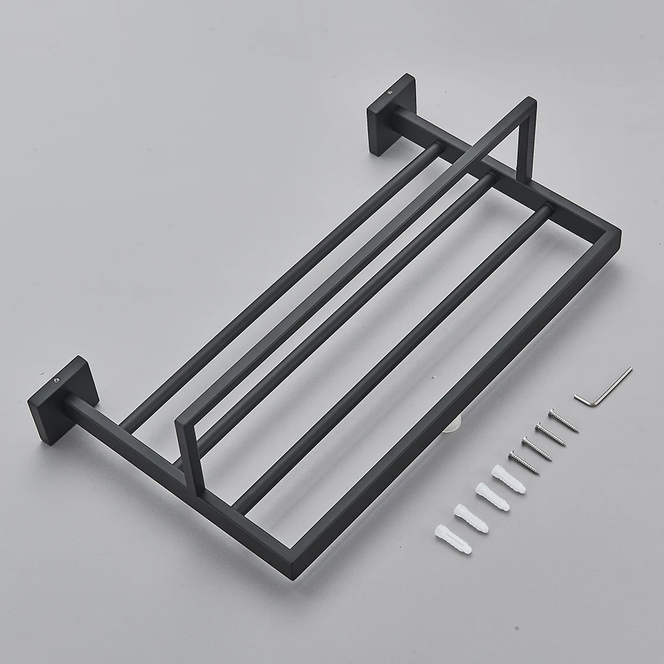 Black Bathroom Hardware Set Robe Hook Towel Rail Bar Rack Shelf Hanger Tissue Toilet Roll Paper Holder Wall Bathroom Accessories