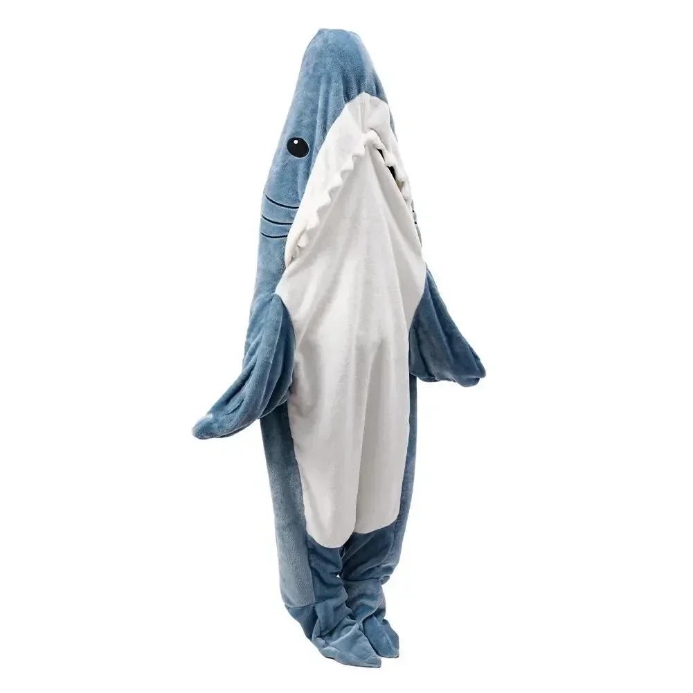 Cartoon Shark Sleeping Bag Pajamas Office Nap Shark Blanket Karakal Soft Cozy Fabric Mermaid Shawl Blanket for Children Adult