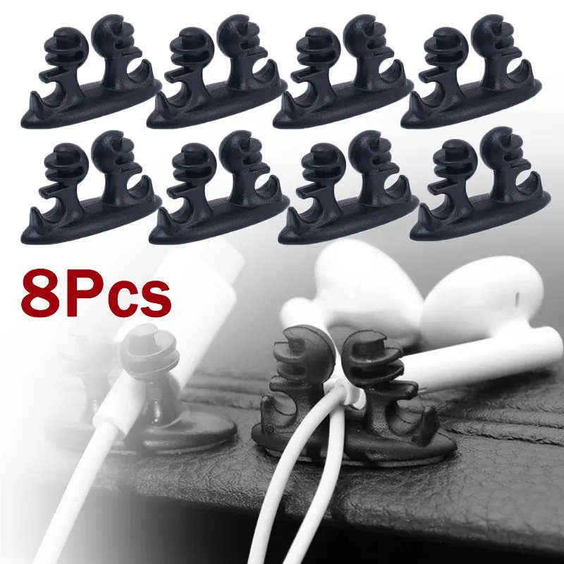 

8pcs/set Cable Organizer Clip Multifunctioanal Desktop Earphone Line USB Data Cable Clamp Home Office Car Charge Cord Management