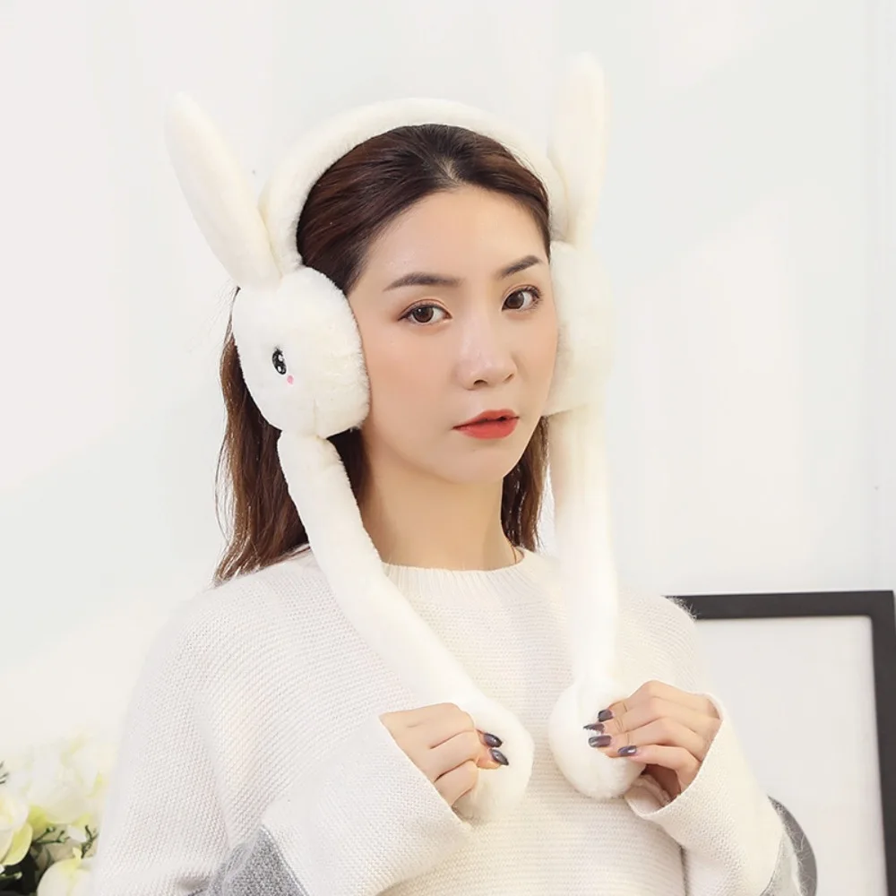 Windproof Jumping Up Caps Funny Toys Student Couple Ears Protection Moving Rabbit Earmuffs Ear Warmers Winter Plush Ear Muffs