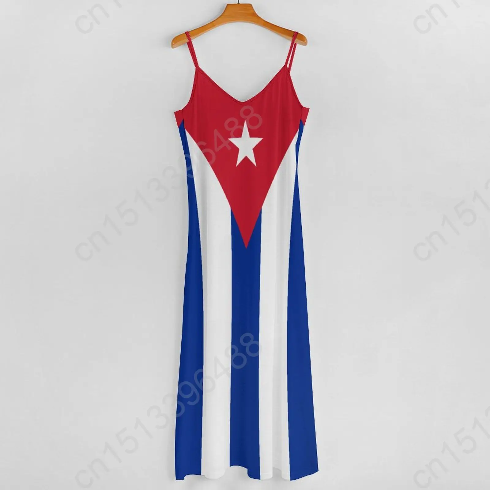 Vestido largo informal sin mangas con estampado de bandera de Cuba