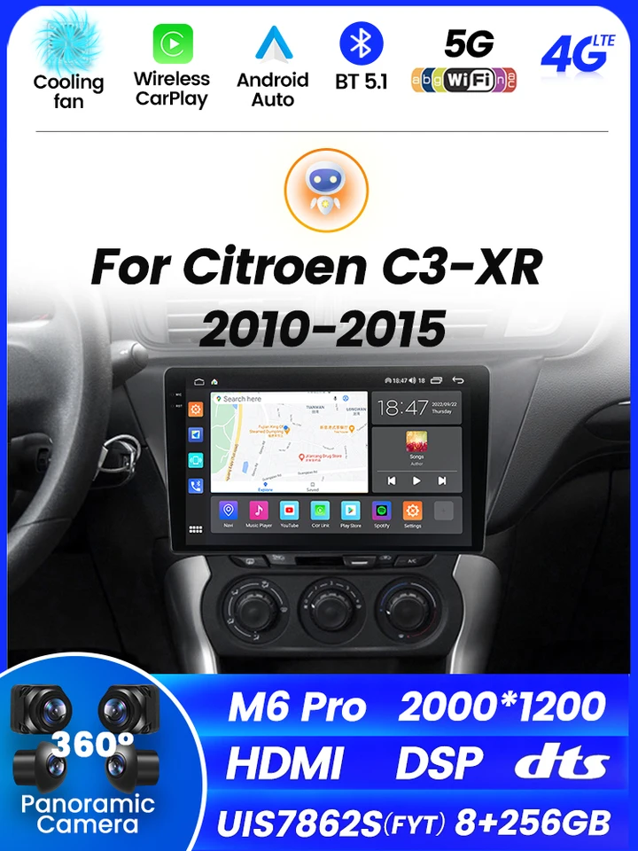 Autoradio GPS Citroen C3 XR Alkadyn Carplay Android