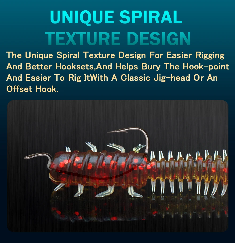 GOBASS 50 Stück Tanta Wurm Angelköder 45 mm 0,4 g Gummi Spinning Silikon Köder Swimbait Kunststoff Larve Reach Weicher Köder mit Flasche – Detail 6