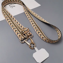 Rhombus Lattice Crossbody Strap with Adjustable Phone Lanyard and Universal Phone Pendant (Yellow)