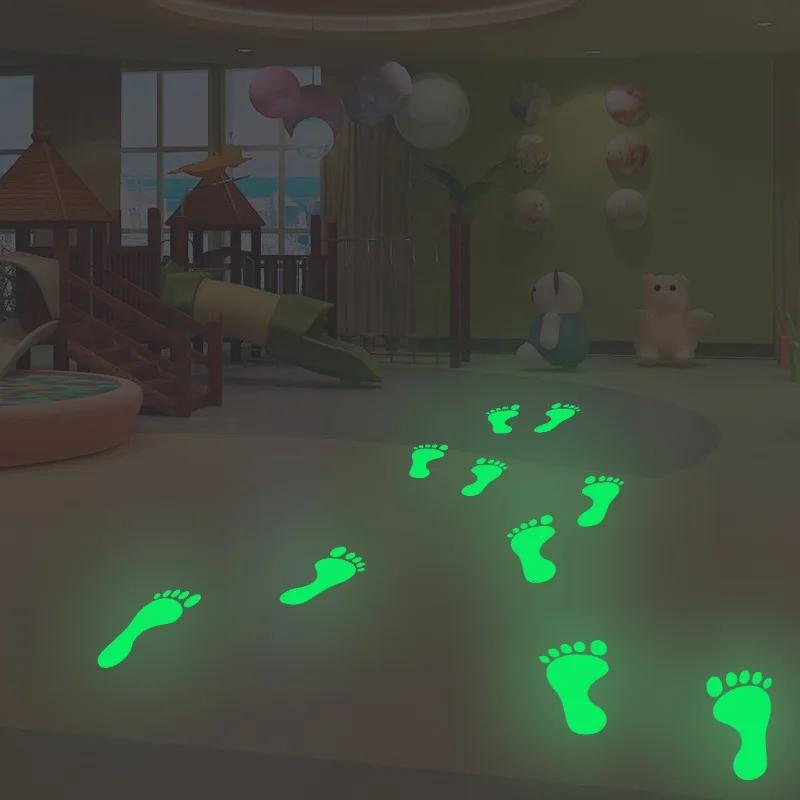 Glow In The Dark Footprint Stickers Decals Luminous Funny Decor For Amusement Park Kindergarten Bedroom Wall Decor
