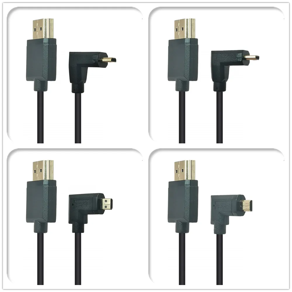 Прямоугольный 90 градусов микро HDMI-совместимый 4K/60 Гц Реестровый для HDTV-камеры ноутбука проектора дисплей 2,0 в кабель 15 см