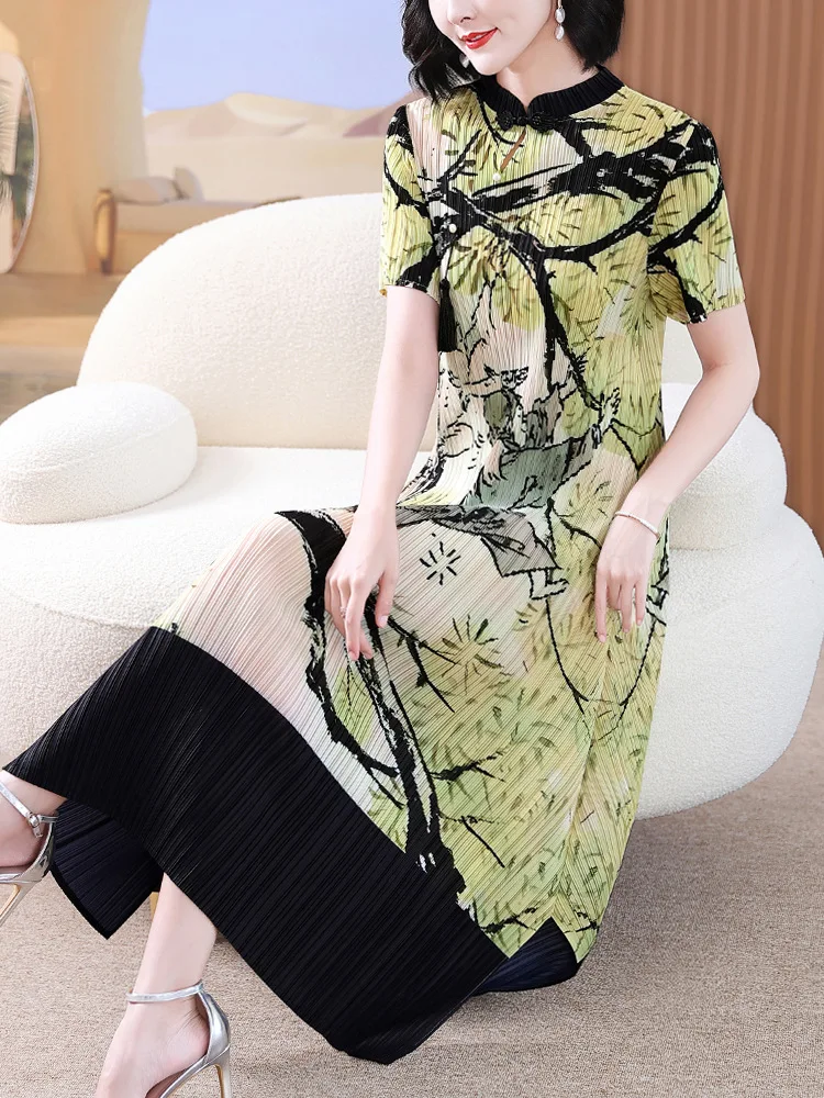 

Middle-aged Mother's 2023 Summer New Vintage Dress Chinese-style Improved Cheongsam Dress