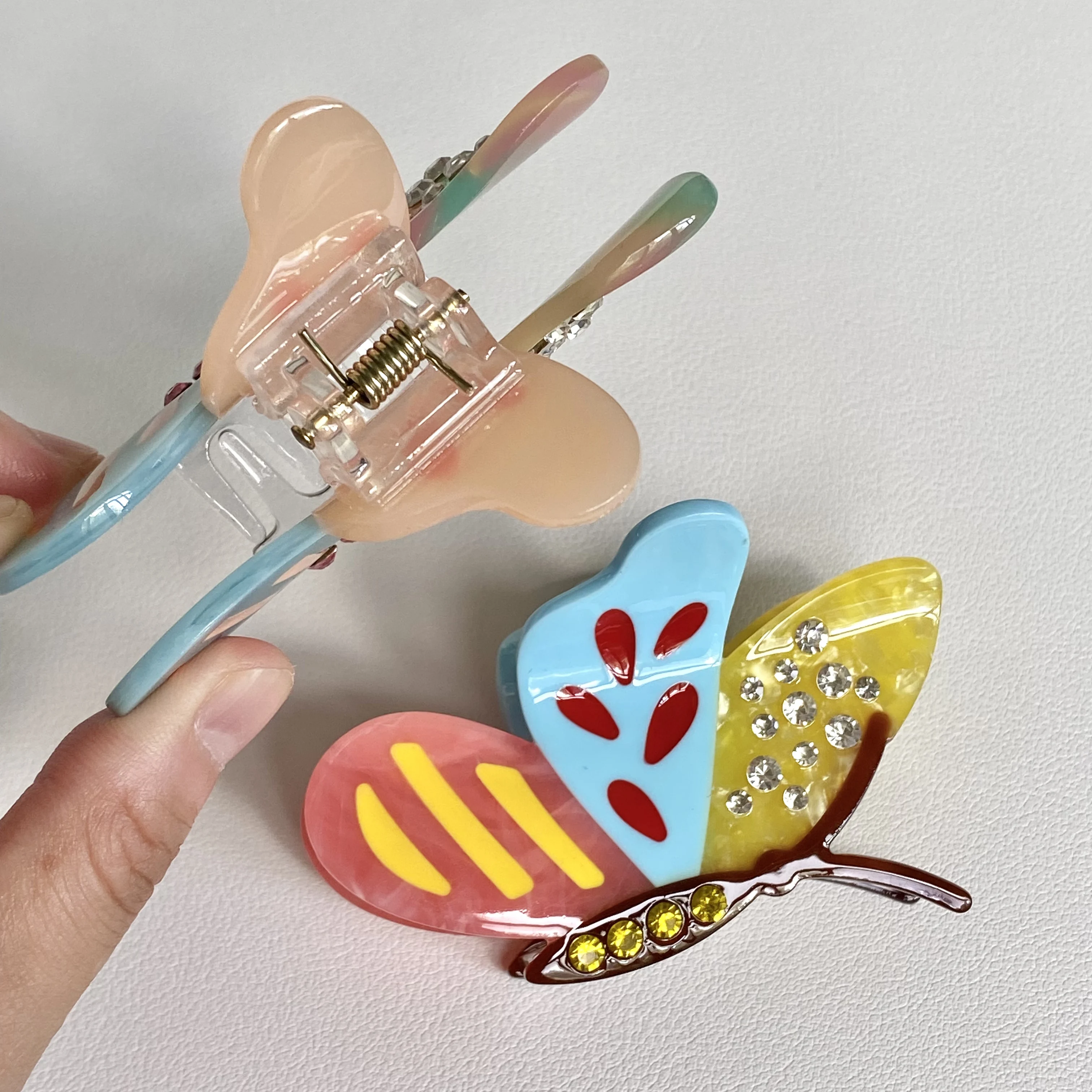 1PC Fresh Butterfly Hair Clips Set,Colorful Rhinestone Decor Hair Accessories, Cute&Sweet Hair Claws For Women Daily Use