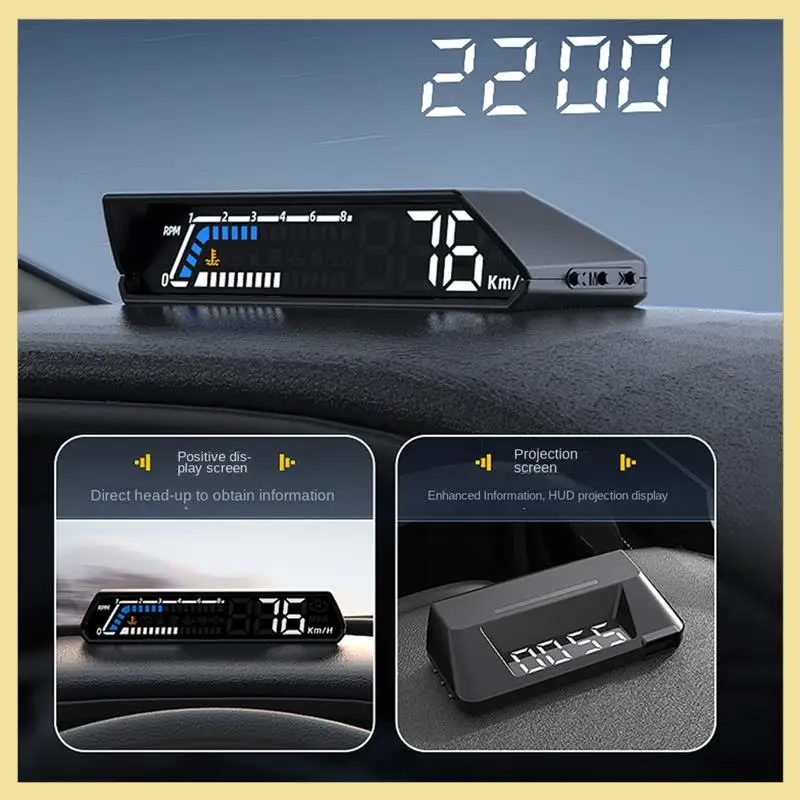 1 Piece S100 Dual Display HUD Head-Up Display Black Plastic Vehicle Instrument Transmission Oil Temperature Monitoring