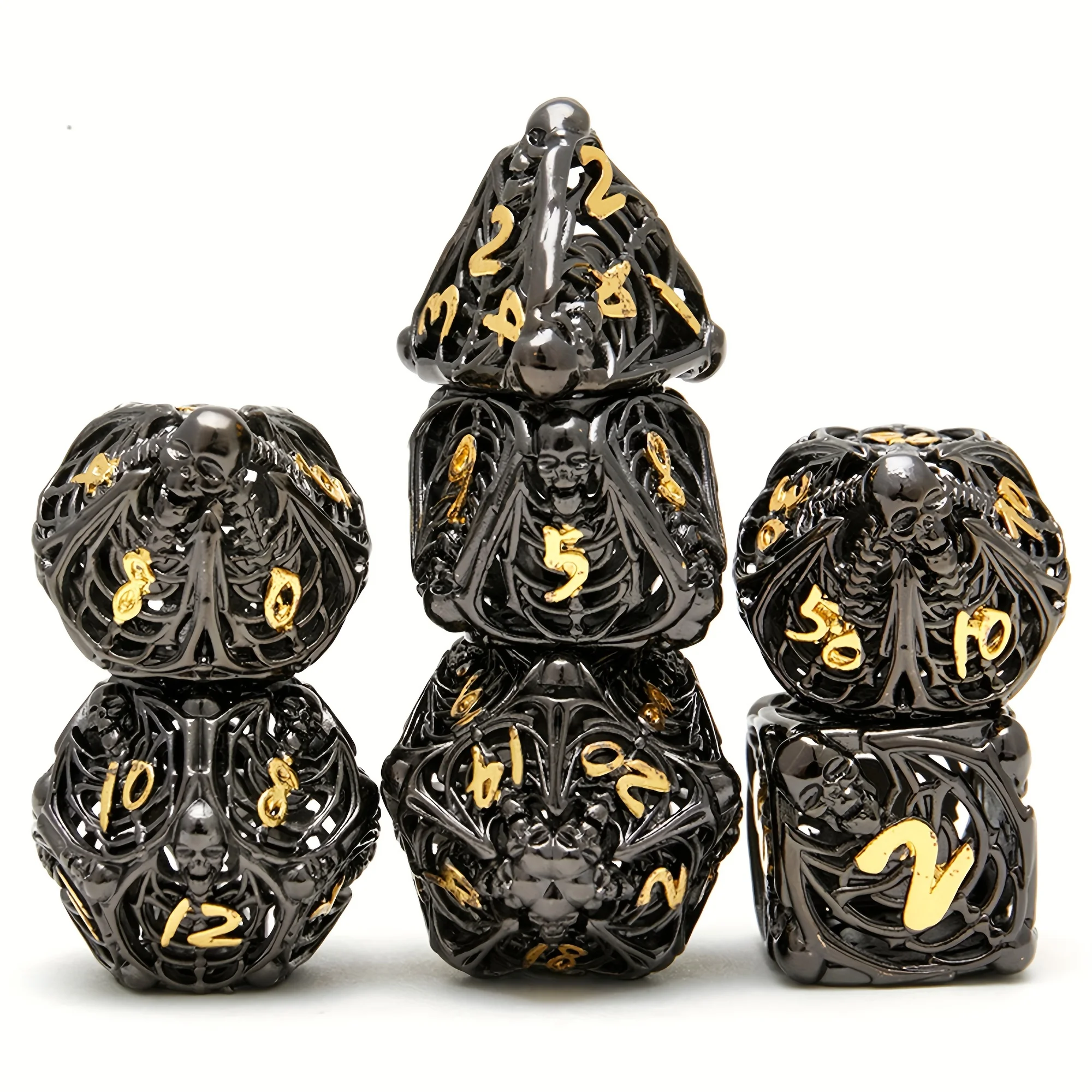 7 Hollow Metal Dice Set Metal Multi sided Dice Metal Dice Set D&D Suitable for Large DND Dungeon and Dragon Role Playing Games 2