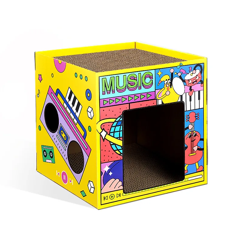 לוח שריטות לחתולים בסגנון פעילות, קופסת קרטון, קני חתולים משולבים, טיפות חתולים מפורסמות באינטרנט, עמידות בפני שחיקה, ניתנות להפרדה, מול