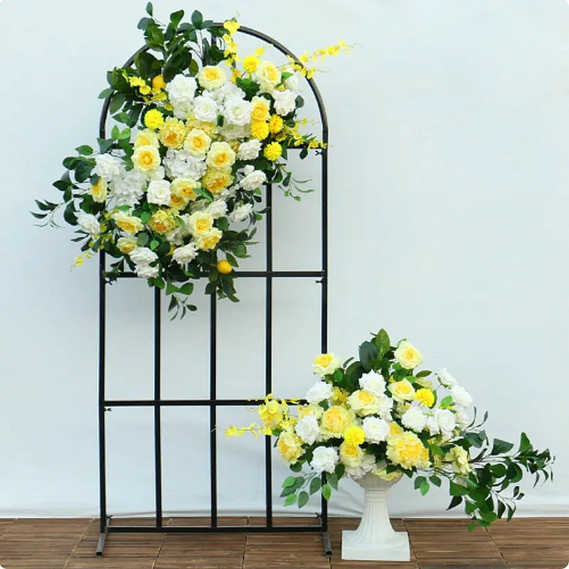 

Rose Mist Grass Leaf Arch Hang Flower row Wedding Backdrop Arrangement Props Stage Floor Floral Ball Event Party Window Display