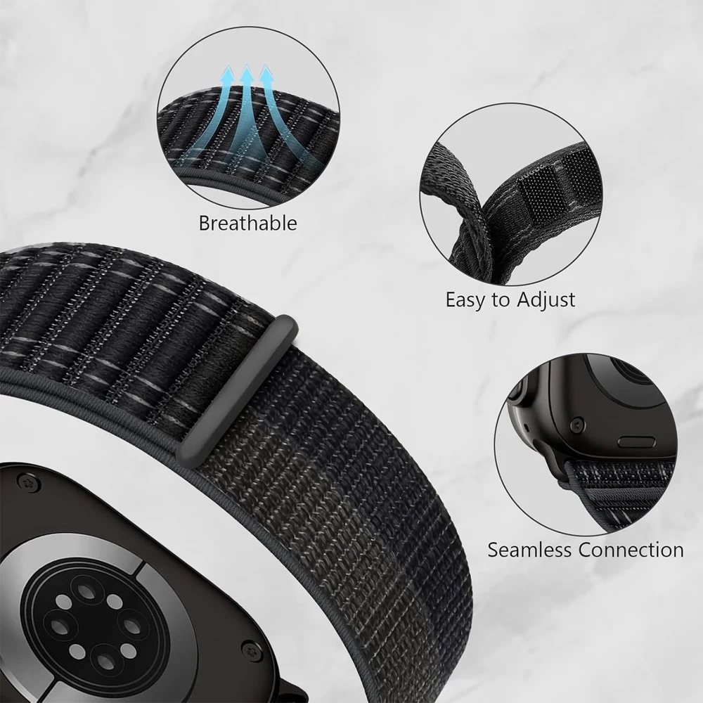 Versatile Nylon Sport Loop Strap for Apple Watch - Durable and Adjustable Bracelet Band